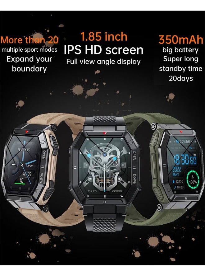 Men's SmartWatch, 1.85-Inch Full-Screen Touch, Heart Rate Monitoring For Exercise And Sleep, Waterproof, All Black