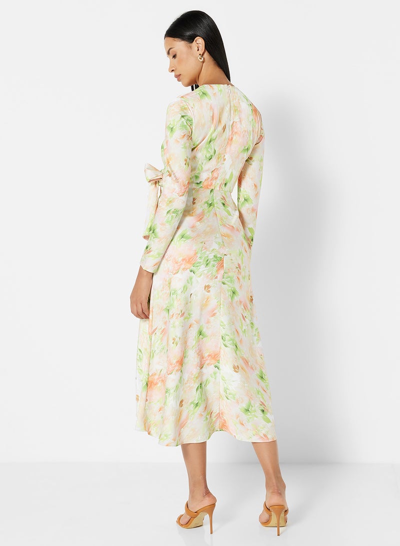 Floral Print Midi Dress Multicolour