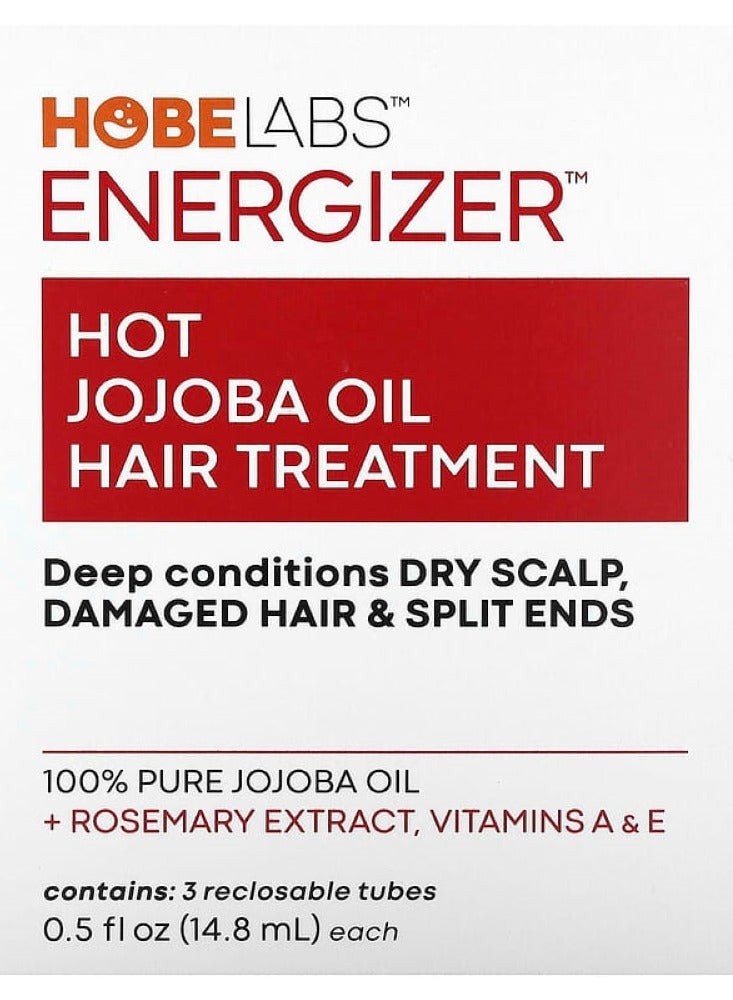 Hope Labs, Energizer, Hot Jojoba Oil Hair Treatment, 3 Sealable Tubes, 0.5 fl oz (14.8 ml) Each Tube