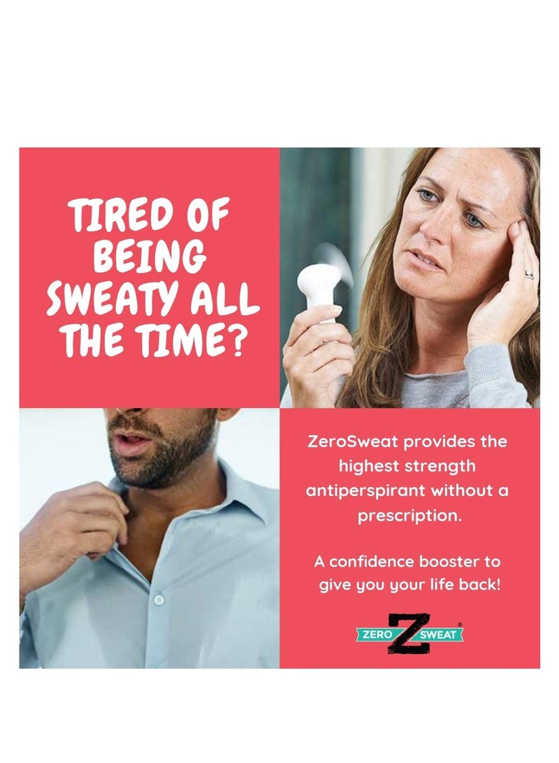 ZeroSweat Antiperspirant Deodorant | Clinical Strength Hyperhidrosis Treatment - Reduces Armpit Sweat 1.2 Fl.Oz (1 Pack)