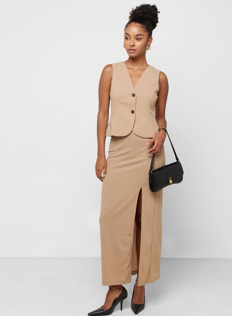 Side Slit High Waist Skirt