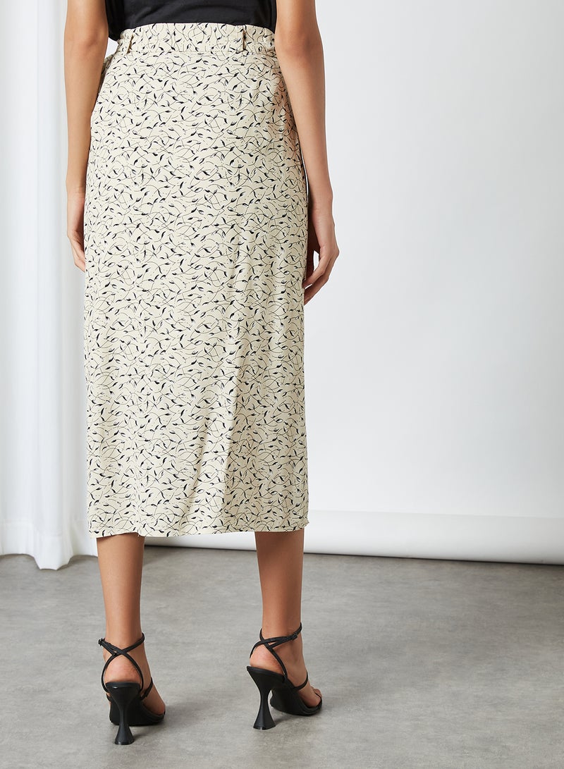 Floral Print Wrap Skirt Sand