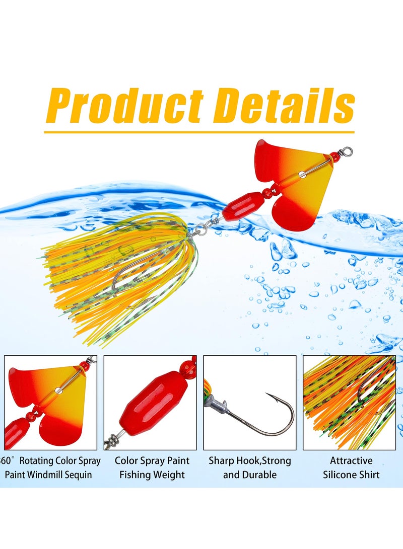 Bass Fishing Lures Kit, 6pcs Fishing Buzzbait, Lure Bass Spinner Baits Kit Buzzbait for Bass Fishing Multicolor Swimbait Topwater, Metal Spinnerbait Fishing Lure for Bass Pike Trout Fishing