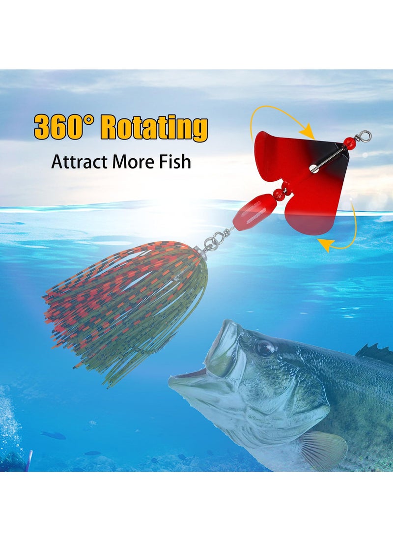 Bass Fishing Lures Kit, 6pcs Fishing Buzzbait, Lure Bass Spinner Baits Kit Buzzbait for Bass Fishing Multicolor Swimbait Topwater, Metal Spinnerbait Fishing Lure for Bass Pike Trout Fishing