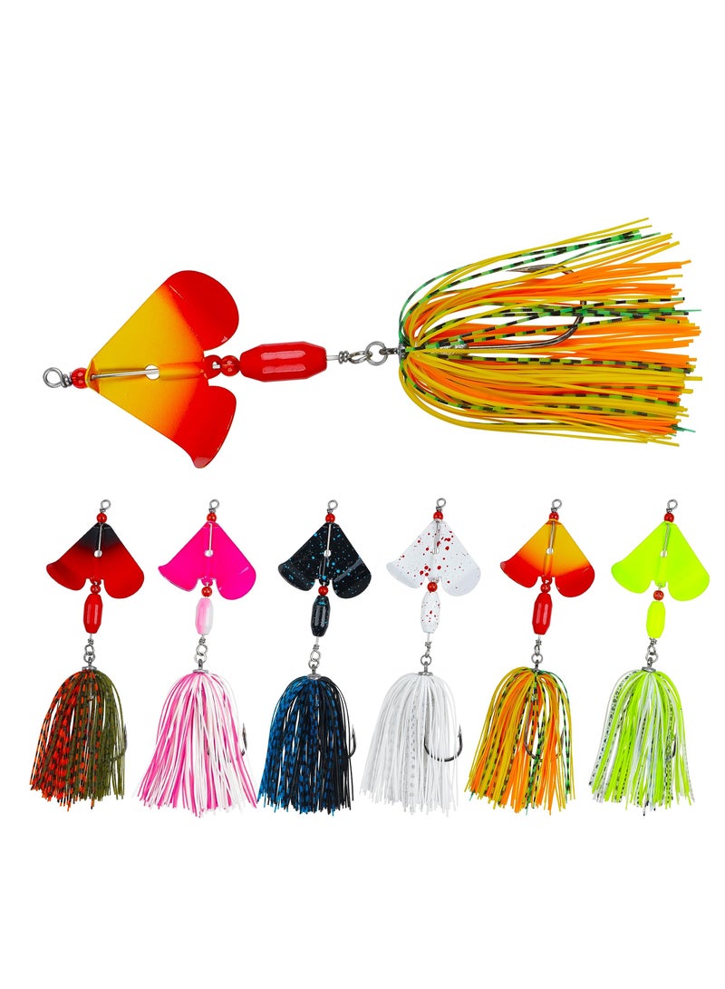 Bass Fishing Lures Kit, 6pcs Fishing Buzzbait, Lure Bass Spinner Baits Kit Buzzbait for Bass Fishing Multicolor Swimbait Topwater, Metal Spinnerbait Fishing Lure for Bass Pike Trout Fishing