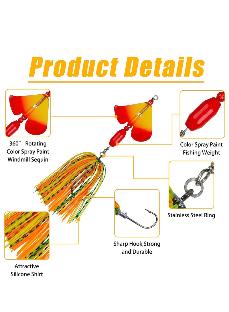 Bass Fishing Lures Kit, 6pcs Fishing Buzzbait, Lure Bass Spinner Baits Kit Buzzbait for Bass Fishing Multicolor Swimbait Topwater, Metal Spinnerbait Fishing Lure for Bass Pike Trout Fishing