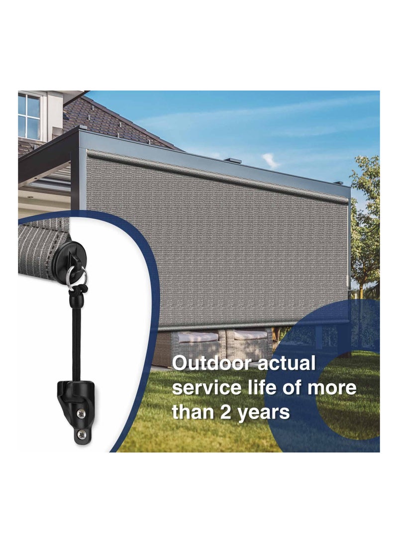 Outdoor Roller Shade Parts, Sun Shade Raeplacement Parts Black Tie Downs Set Shade Tie Downs Universal Sun Shade PartsCompatible with Coolaroo Exterior Roller Shade,Outdoor Blinds(Black,2 Set)
