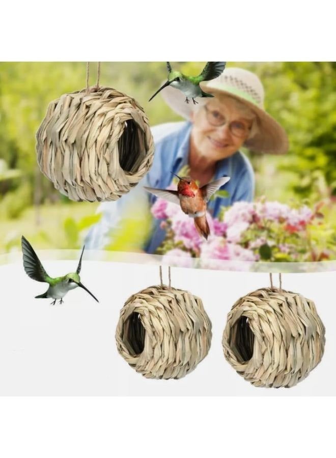 3 Pieces Hummingbird Houses For Nesting Grass Handwoven Birdhouses For Outdoor