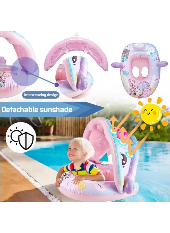 Swimming Pool Tube for Kids 0-5 yrs Baby Float Ring with Shade Canopy Kids Swimming Accessories Pool Tube for Babies, Swim Ring Tube for Toddler,Infant,Baby