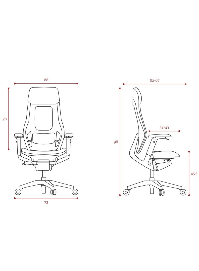 AFTERWORK GX Super Ergonomic Gaming Chair - Genuine Leather, Adjustable Lumbar Support, 5D Paddle Arms, Seat Pan & Backrest Tilt Adjustments