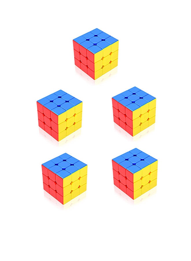 Pack of 5 Fast 3x3x3 Sticker less Magic Cube