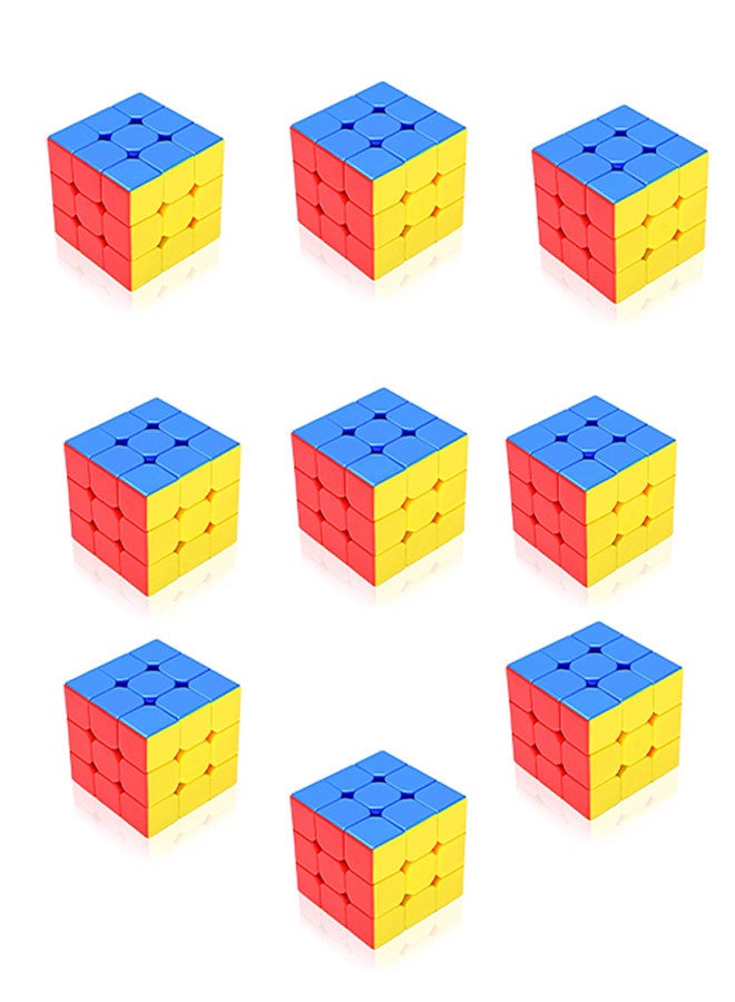 Pack of 9 Pcs Fast 3x3x3 Sticker less Magic Cube