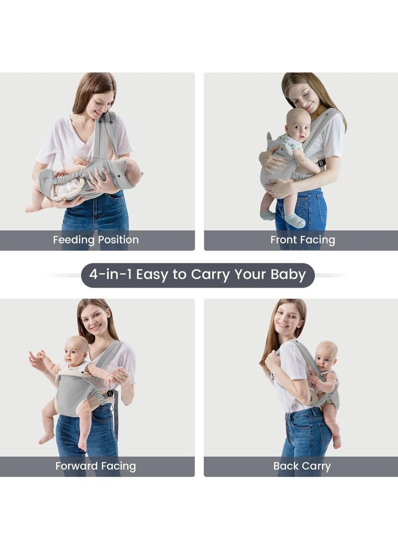 Carrier with Pocket, 4-in-1 Easy to Wear Ergonomic Adjustable Breathable Carrier Slings, Perfect for Newborn to Infants up to 15KG Toddlers Newborn to Toddler