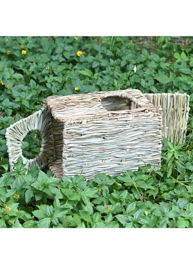 Grass House for Rabbit Hand Crafted Natural Grass Foldable Bed Hut