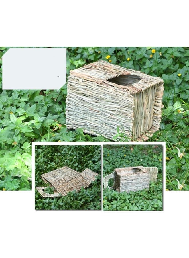 Grass House for Rabbit Hand Crafted Natural Grass Foldable Bed Hut