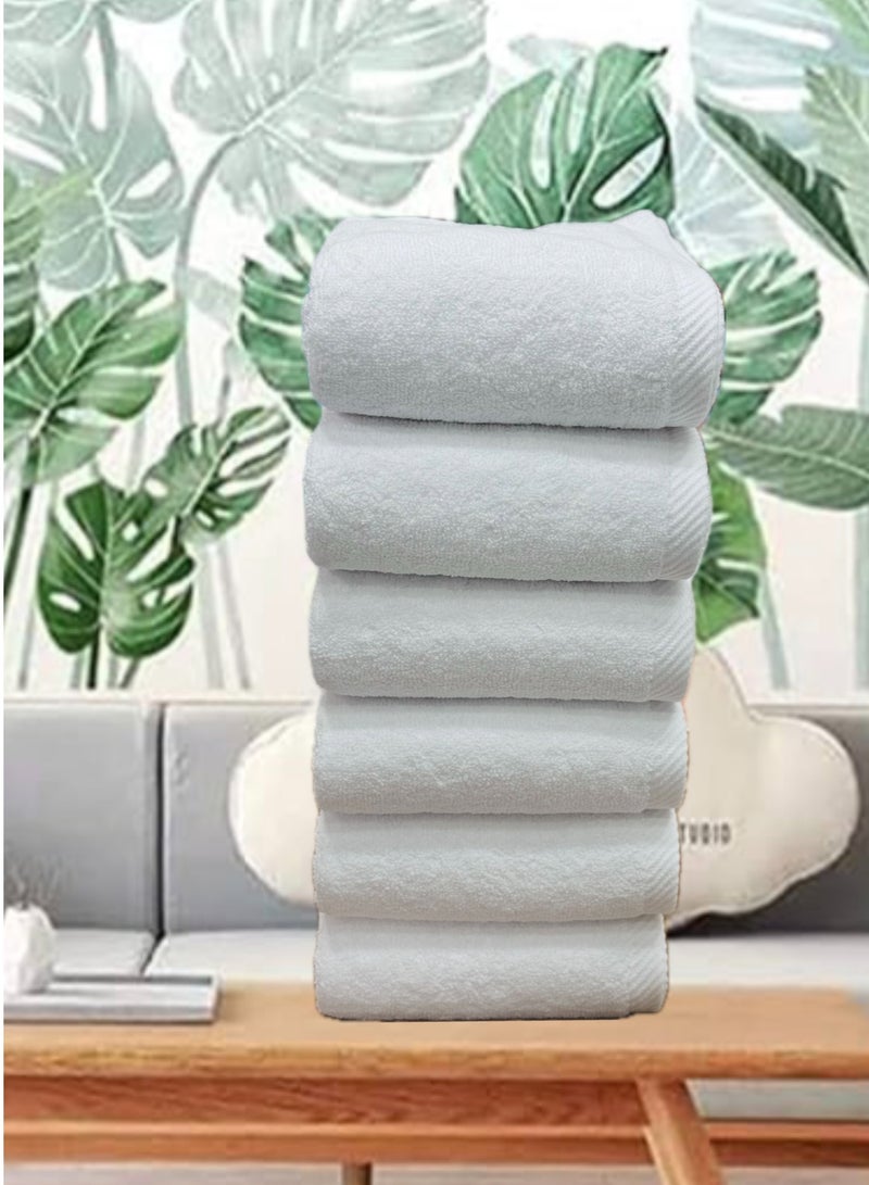 Premium Hotel Quality 100% Cotton Hand Towel Set 600 GSM Supersoft and Highly Absorbent ,Multipurpose Use ,40*70 cm (Pack 6 Pieces, White)