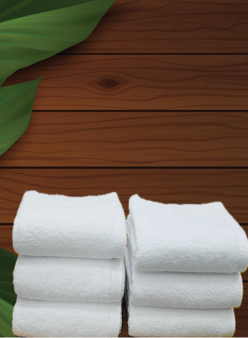 Premium Hotel Quality 100% Cotton Hand Towel Set 600 GSM Supersoft and Highly Absorbent ,Multipurpose Use ,40*70 cm (Pack 6 Pieces, White)