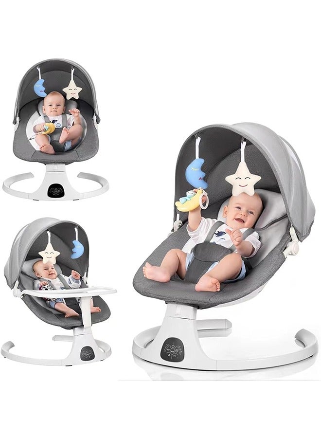 Baby Swing for Infants,Portable Electric Bluetooth Baby Swing with Music for Newborn,3 Timer Settings with Tray,Remote Control and Mosquito Net