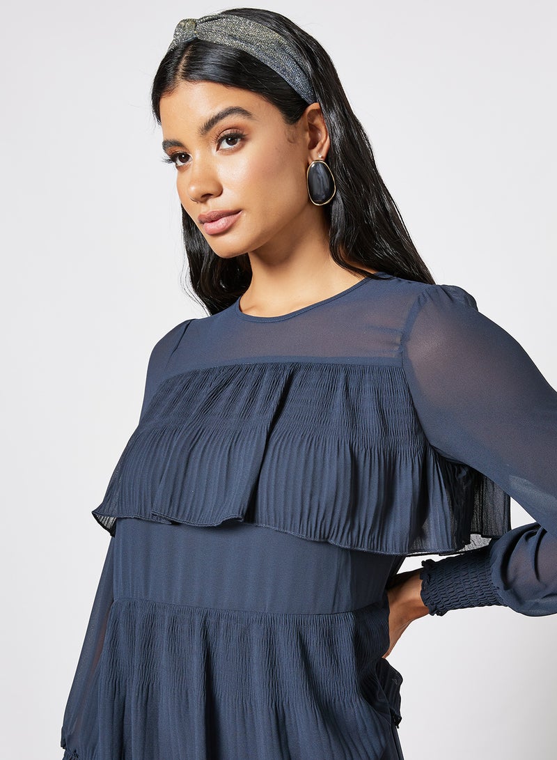 Tiered Midi Dress Blue