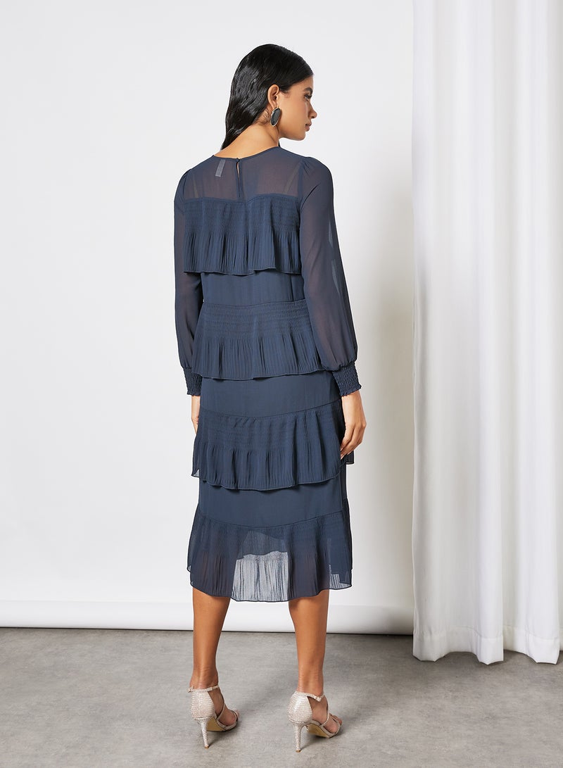Tiered Midi Dress Blue