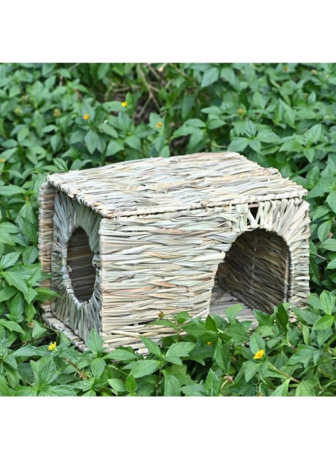 Foldable Hand-Made Woven Hut for Bunnies, Gerbils, Hamsters and Small Animals, Safe and Comfortable Playhouse for Laying or Sleeping