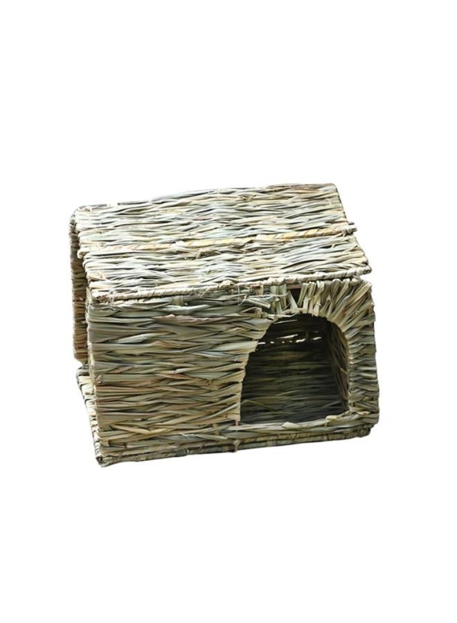 Foldable Hand-Made Woven Hut for Bunnies, Gerbils, Hamsters and Small Animals, Safe and Comfortable Playhouse for Laying or Sleeping