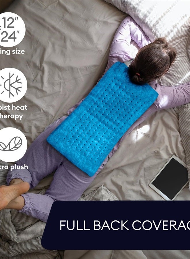 Extra Large Electric Heating Pad for Back Pain and Cramps Relief Auto Shut Off - Soft Heat Pad for Moist And Dry Therapy Heat Patch - Aqua Blue