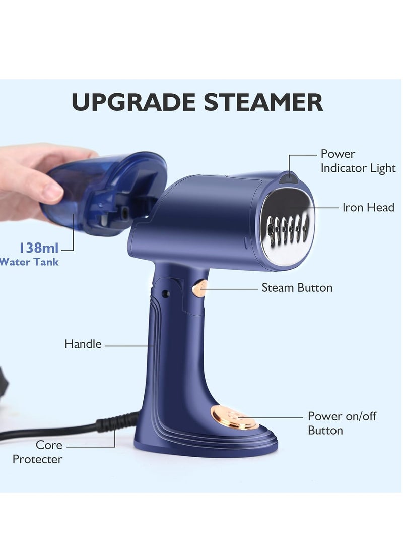 Steam for Clothes, 1500W Foldable Garment Steam - 10s Fast Heat-up, Portable Handheld Clothing Steam - 138ml Water Tank