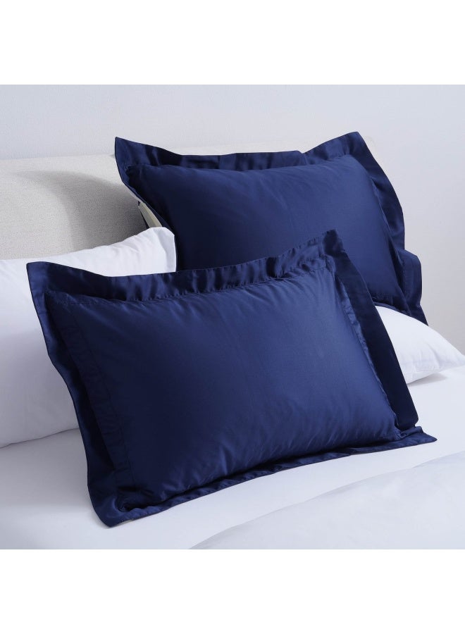 Luxe Cotton Tencel 2-Piece Oxford Pillow Case Set 50X75+5Cm - Navy