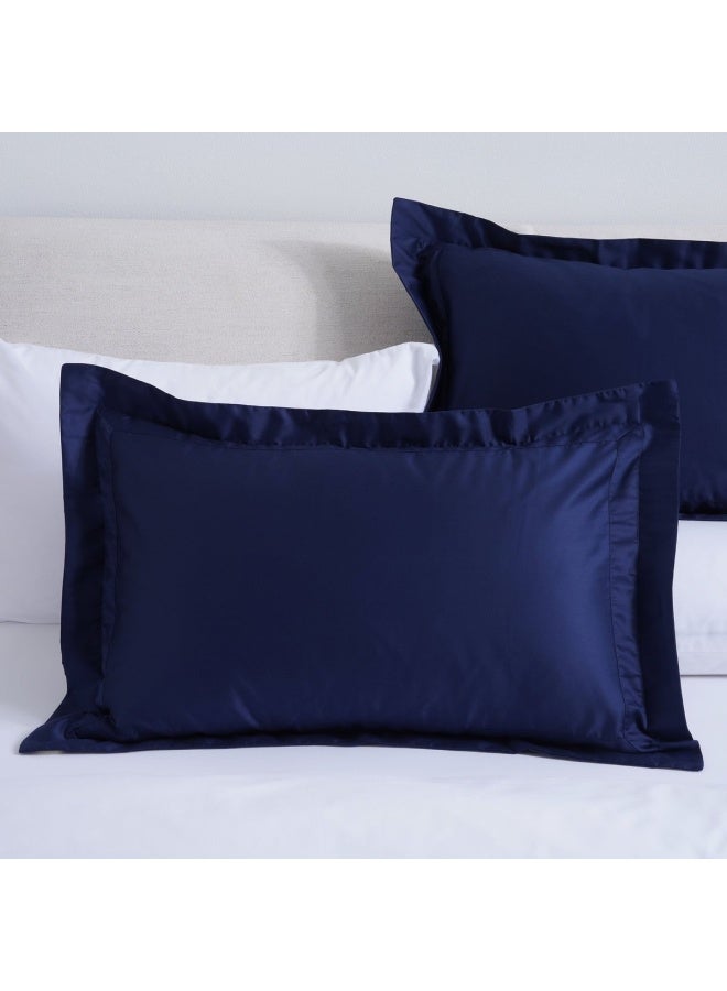 Luxe Cotton Tencel 2-Piece Oxford Pillow Case Set 50X75+5Cm - Navy