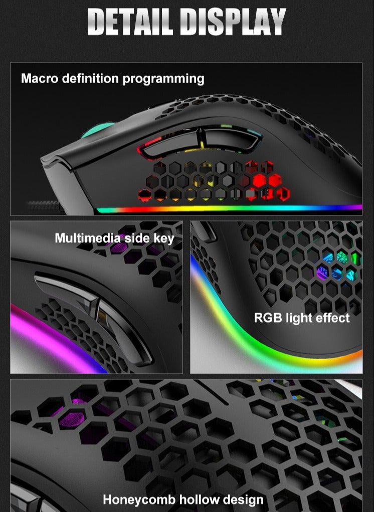 Hollow Lightweight RGB Wired Gaming USB Mouse