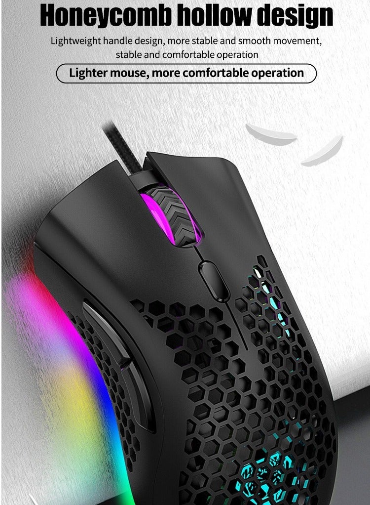 Hollow Lightweight RGB Wired Gaming USB Mouse