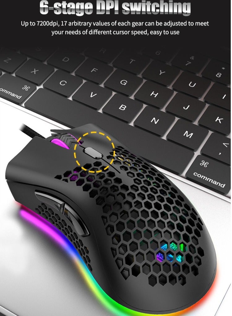 Hollow Lightweight RGB Wired Gaming USB Mouse