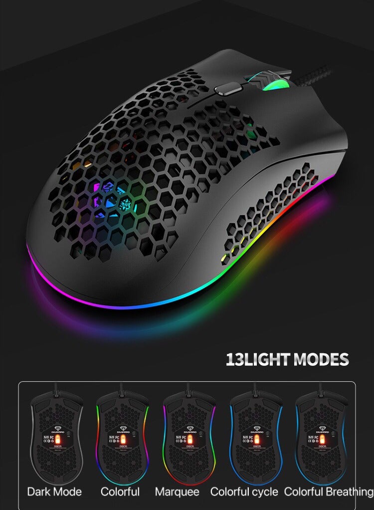 Hollow Lightweight RGB Wired Gaming USB Mouse