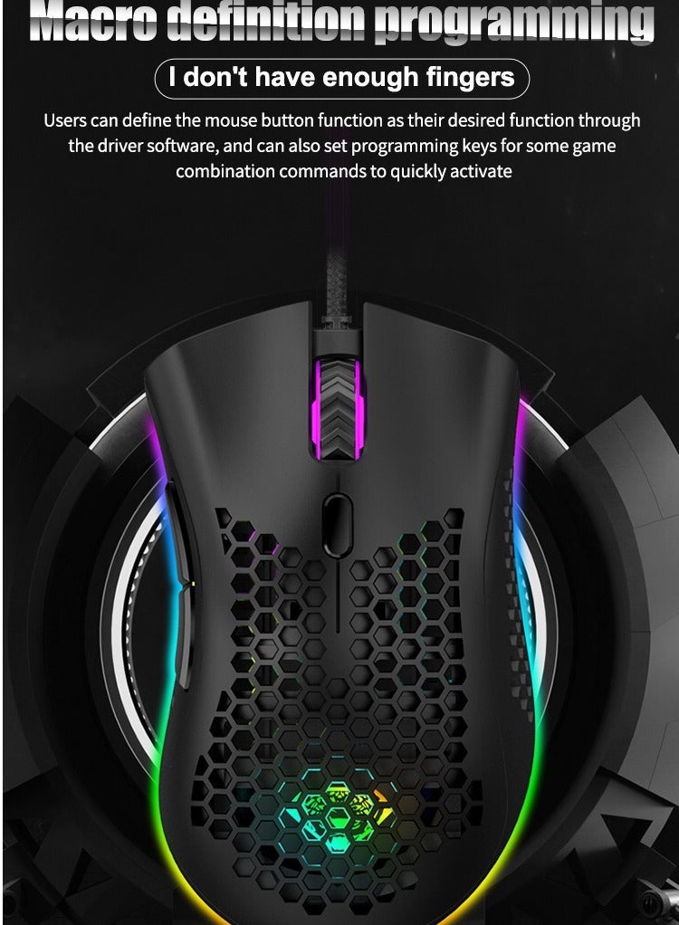 Hollow Lightweight RGB Wired Gaming USB Mouse