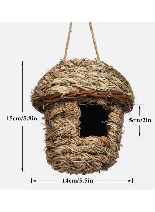 2 Pieces Hanging Hummingbird birds House Hand-woven Birdhouses Garden Nest House