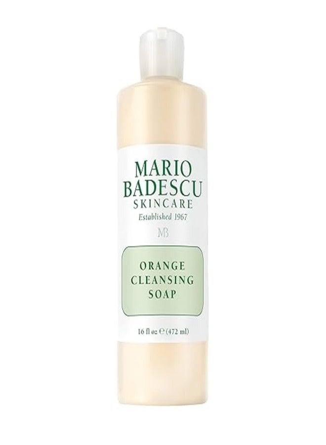 Mario Badescu Orange Cleansing Soap - Cream Face Cleanser and Exfoliator Enriched with AHA - Oil Free Face Wash for Combination or Dry Skin - Mild Face Exfoliant with Non-Drying Formula 472ml