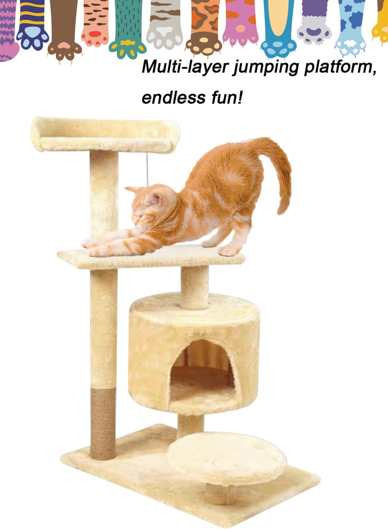 Multi-layer Cat Climbing Frame Cat Tree Kitten Tower Cat Toys Cat Tower Cat Scratch Covered with Sisal Furniture for Kittens Center Condo Pet Supplies Cat House