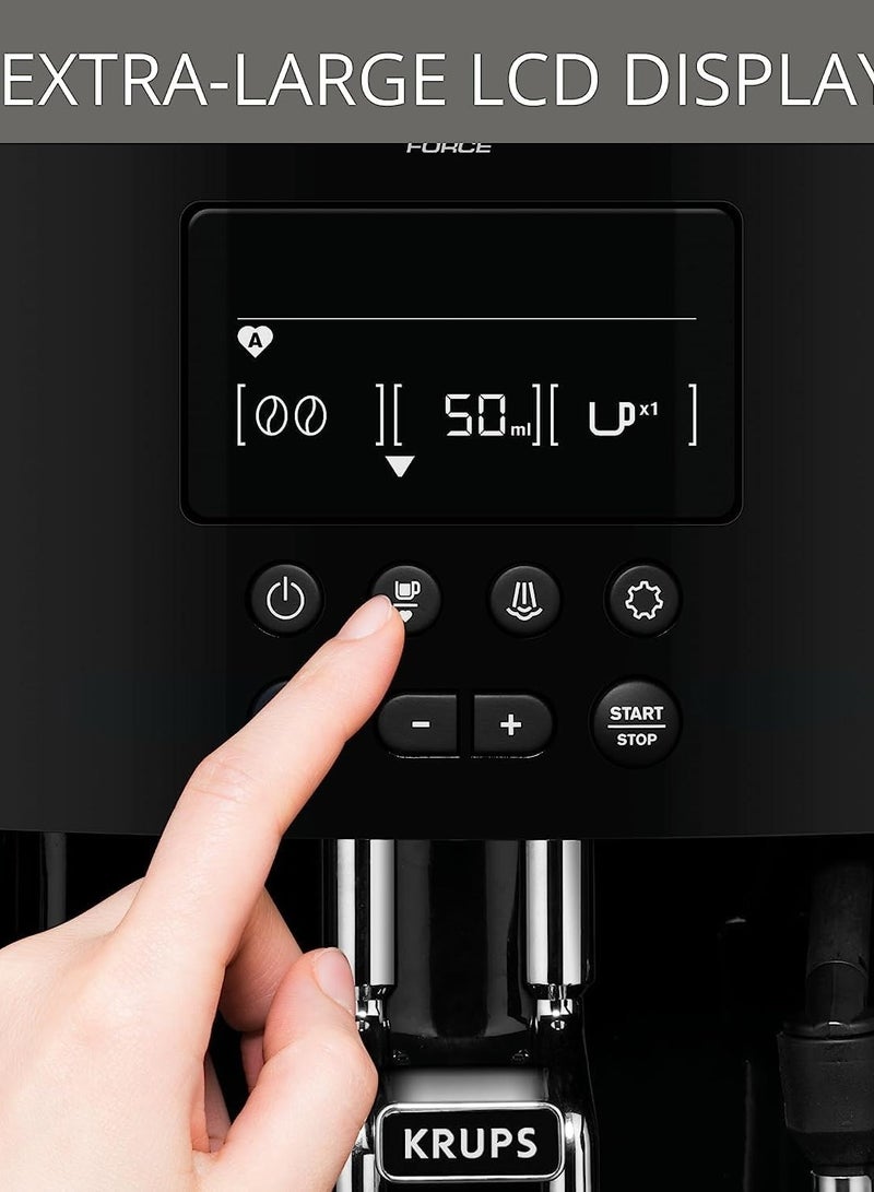 KRUPS Coffee Machine | Arabica Digital Fully Automatic Coffee Machine | Coffee Maker | Automatic Espresso Machine | Bean to Cup | Espresso | Cappuccino | | 2 Years Warranty |EA817840 , Black & Silver