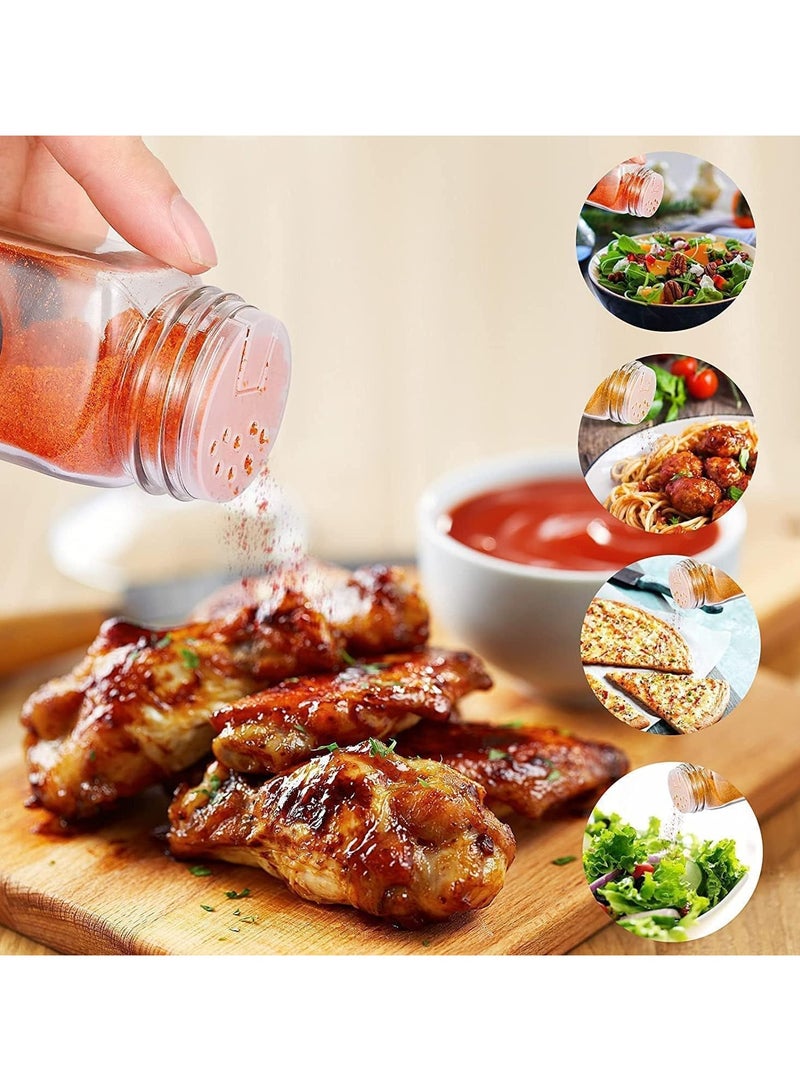 24 PCS Square Spice Bottles 120ml for Spice Cabinet,Glass Spice Jars with Shaker Lids