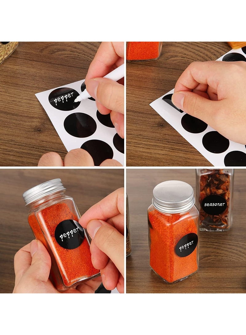 24 PCS Square Spice Bottles 120ml for Spice Cabinet,Glass Spice Jars with Shaker Lids