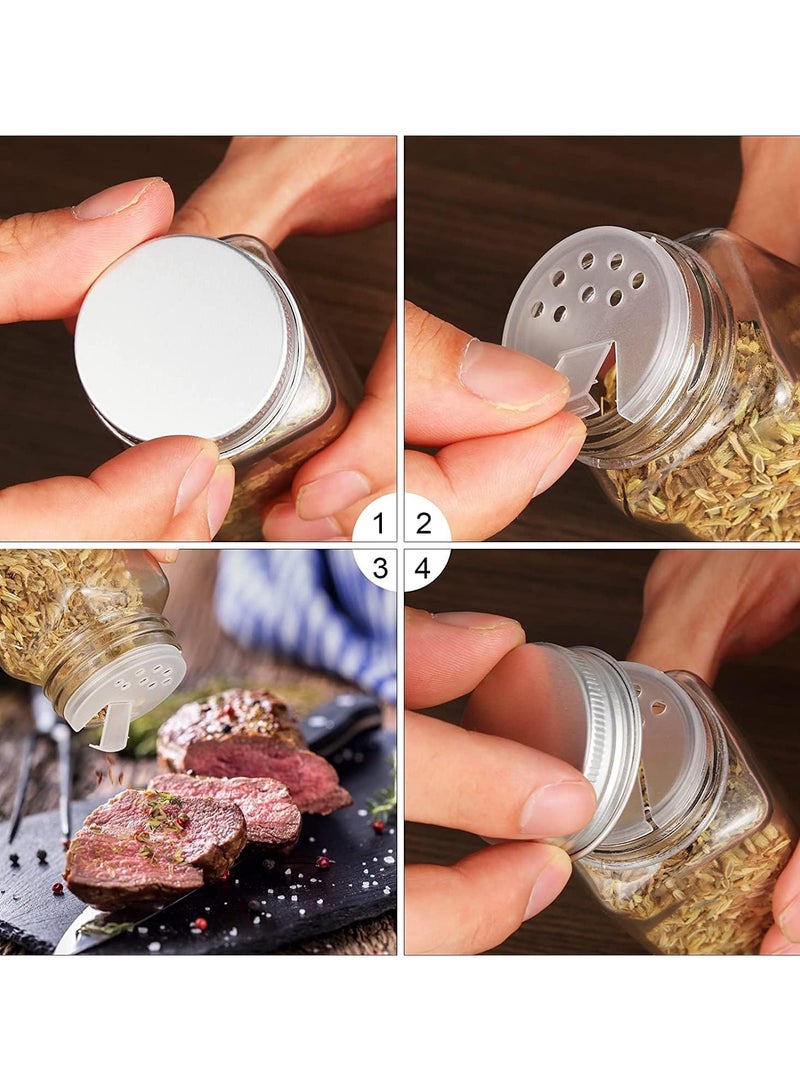 24 PCS Square Spice Bottles 120ml for Spice Cabinet,Glass Spice Jars with Shaker Lids