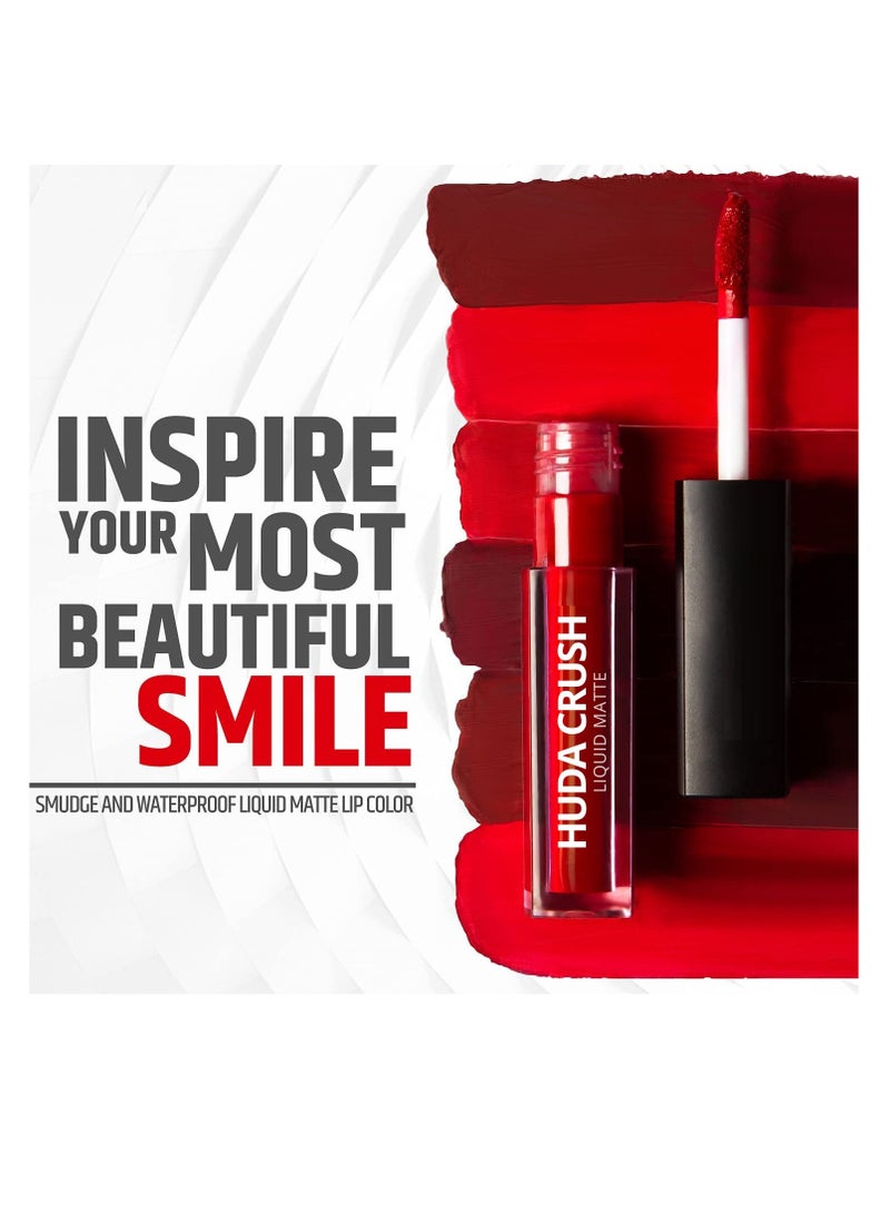HUDACRUSH BEAUTY Mini Lipsticks Combo Pack of 8 Liquid Matte Lipstick Set Red edition for women