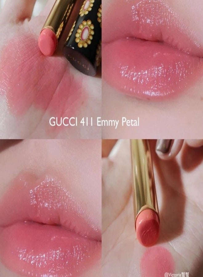 GUCCI Glow & Care Shine Lipstick 411 Emmy Petal 0.06 oz/ 1.8 mL