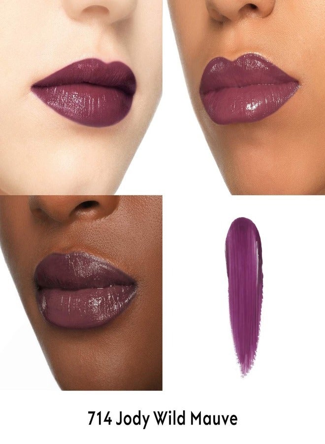 GUCCI Glow & Care Shine Lipstick 714 Jody Wild Mauve - dark raspberry 0.06 oz/ 1.8 mL