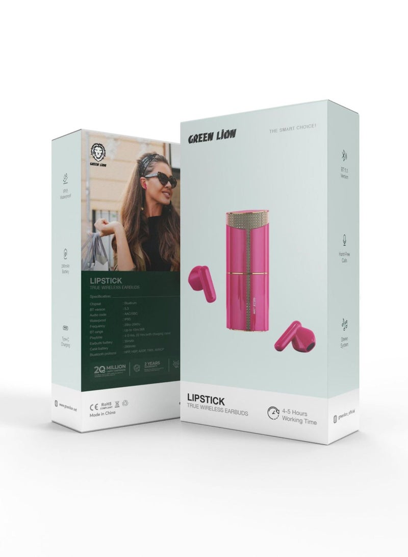 Lipstick True Wireless Earbuds - Pink