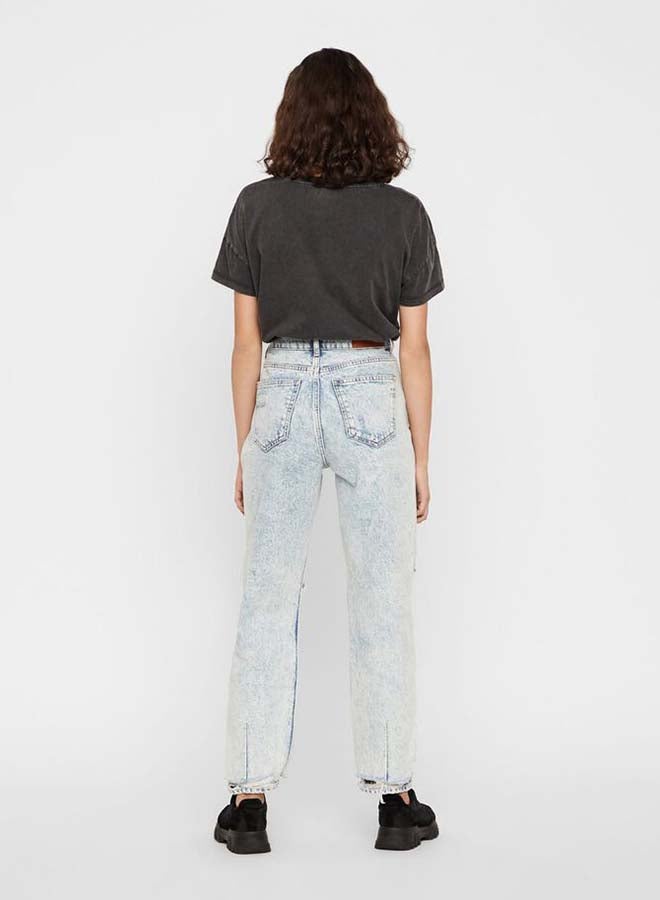 Isabel Ankle Mom Jeans Light Blue Denim