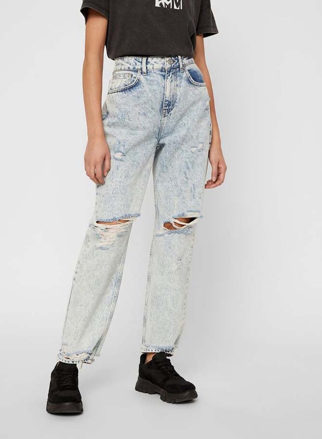 Isabel Ankle Mom Jeans Light Blue Denim