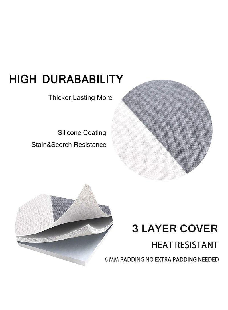 SheeChung 48x15 Ironing Board Cover and Pad - with Elasticized Edges and 3 Connecting Straps,Premium Heavy Duty 3-Layer Silicone Coated Cover,Heat Reflective, Scorch Resistant