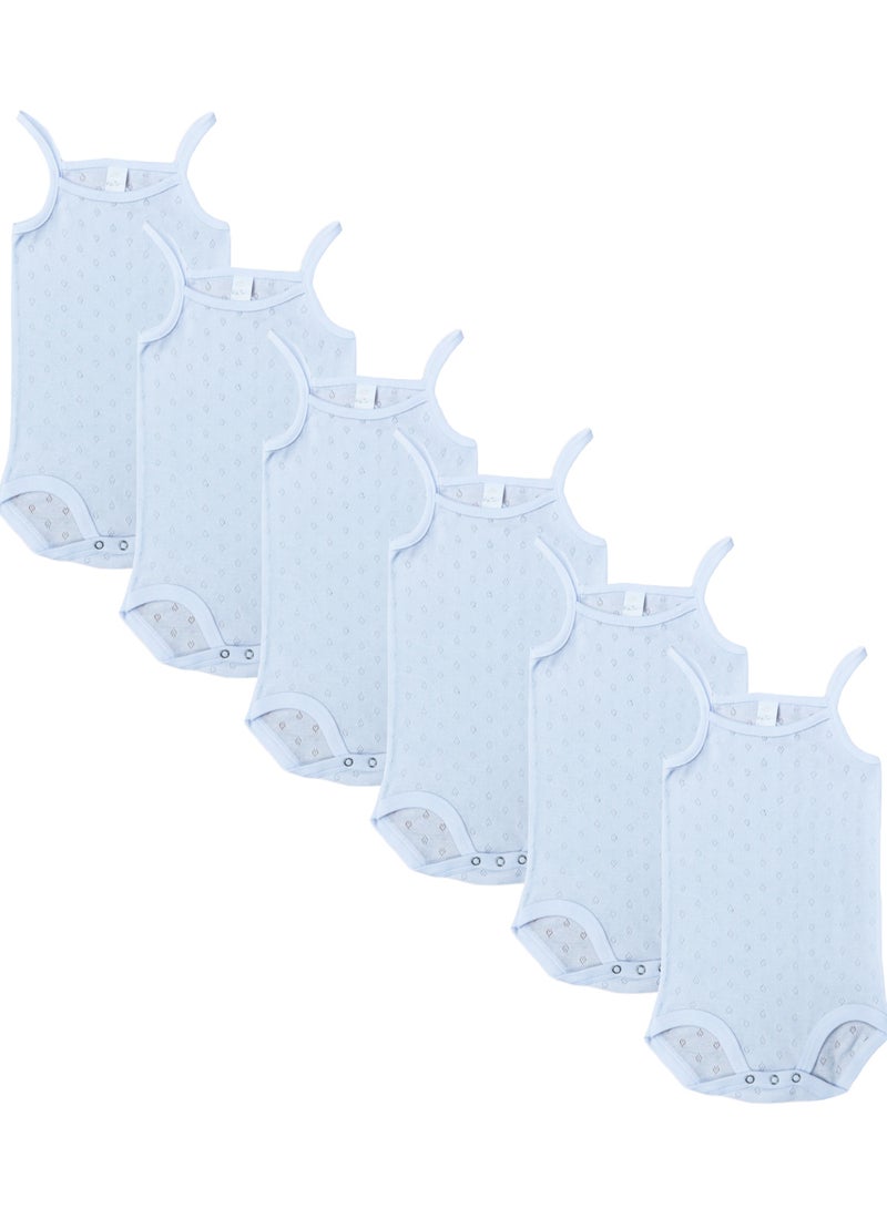 6- Pieces Bodysuit Barbtoz Perforated Girls Underwear Cotton White